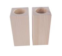 WooDeeDoo Square Wooden Tea Light Candle Holder | Pinewood | 2x Large | 60 x 60 x 130 mm | Unpainted Plain Blank Decorative Wood for Craft Decoupage