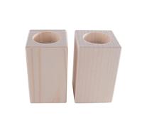 WooDeeDoo Square Wooden Tea Light Candle Holder | Pinewood | 2x Medium | 60 x 60 x 100 mm | Unpainted Plain Blank Decorative Wood for Craft Decoupage
