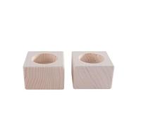 WooDeeDoo Square Wooden Tea Light Candle Holder | Pinewood | 2x XSmall | 60 x 60 x 40 mm | Unpainted Plain Blank Decorative Wood for Craft Decoupage