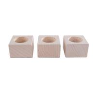 WooDeeDoo Square Wooden Tea Light Candle Holder | Pinewood | 3x XSmall | 60 x 60 x 40 mm | Unpainted Plain Blank Decorative Wood for Craft Decoupage