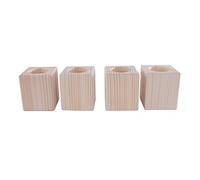 WooDeeDoo Square Wooden Tea Light Candle Holder | Pinewood | 4x Small | 60 x 60 x 70 mm | Unpainted Plain Blank Decorative Wood for Craft Decoupage