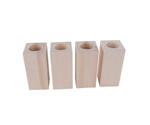 WooDeeDoo Square Wooden Tea Light Candle Holder | Pinewood | 5x Large | 60 x 60 x 130 mm | Unpainted Plain Blank Decorative Wood for Craft Decoupage