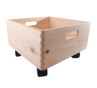 WooDeeDoo Square Wooden Underbed Storage Box on Wheels 30 x 30 x 19 cm - Unfinished Pine Crate with Handles - Open Top 9L Chest for Toys Clothes Crafts Bedroom Bathroom Kitchen Garage