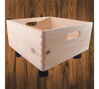 Woodeedoo Square Wooden Underbed Storage Box On Wheels Plain Pine Crate Diy Open Top Chest With Handles Home Organiser 30X30X19 Cm