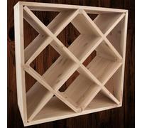 Woodeedoo Square Wooden Wine Rack 24 Bottle Cube Storage Stand Floor Standing Segmented Natural Unfinished Pine 52 X 52 X 25 Cm