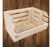 Woodeedoo Stackable Slatted Wooden Crate Natural Pine Storage Box For Kitchen Pantry Vegetables Utility Use 39.5X29.5X24.5Cm
