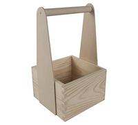 WooDeeDoo Tall Wooden Trug Caddy with Handle - Pine Storage Box for Crafts Gardening DIY Decorative Use Kitchen Utensils Tools or Planters - Multi-Purpose Rustic Tote - 17.5 x 17 x 30 cm