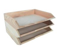 WooDeeDoo Three Tier Horizontal Stackable Wooden A4 Paper Trays Document Holders Magazine Storage Racks in Tray Paperwork Sorter Desk Organisers for Office or Home