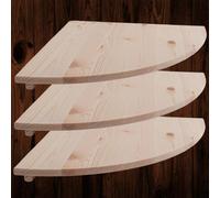 Woodeedoo Triangle Wooden Corner Shelves Pack Of 3 With Visible Supports Wall Mounted Storage Unit 40 X 40 X 1.4 Cm