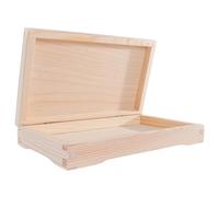 WooDeeDoo Unfinished Decorative Wooden Trinket Box - 20 x 11.5 x 3.5 cm - Plain Rectangular Pine Storage Lidded Case for Craft Projects Decoupage Small Wrapped Candles Jewellery Keepsakes Gifts DIY