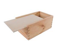 WooDeeDoo Unfinished Deep Wooden Storage Box with Sliding Lid - 24 x 15 x 11 cm - Natural Pine Case for Crafts DIY Projects Organising Sewing Keepsakes Trinkets Jewellery Engraving or Gift Decoration