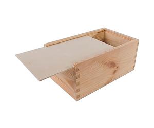 WooDeeDoo Unfinished Deep Wooden Storage Box with Sliding Lid - 24 x 15 x 11 cm - Natural Pine Case for Crafts DIY Projects Organising Sewing Keepsakes Trinkets Jewellery Engraving or Gift Decoration
