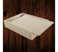 Woodeedoo Unfinished Pine Wooden Photo Storage Box With Sliding Lid For 7X5 Inch Prints Keepsakes Crafts Or Gifts 25 X 19.5 X 5 Cm