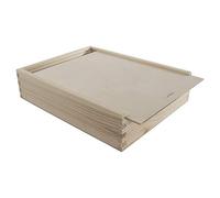 WooDeeDoo Unfinished Pine Wooden Storage Box with Sliding Lid - 27.5 x 21 x 6 cm - Flat Gift Card Keepsake Case - Ideal for Painting Engraving Decoupage Wood Burning or Stencilling