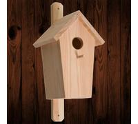Woodeedoo Unfinished Wooden Bird Nesting Box 30 mm Hole Paintable Decorative Wall Mounted Robin Sparrow Birdhouse 14 X 12 X 30 Cm