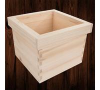 Woodeedoo Unfinished Wooden Square Herb Planter Box With Decorative Rim For Indoor Decorative Use Or Diy 20X20X15Cm