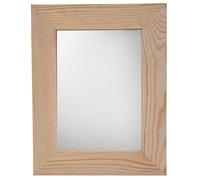 WooDeeDoo Unpainted Wood Framed Mirror | Glass Size 20x14 cm / 7.87x5.51 | Wall Mountable | Plain Blank Pine To Decorate For Crafts