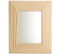 WooDeeDoo Unpainted Wood Small Framed Mirror | Glass Size 14x9 cm / 5.5x3.5 | Wall Mountable | Plain Blank Pine To Decorate For Crafts