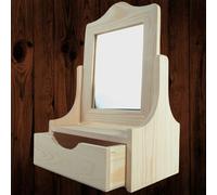 Woodeedoo Vanity Dressing Table Drawer Wooden Box With Mirror 23 X 15.5 X 35 Cm Jewellery Makeup Organiser Unfinished Craft Pine