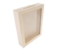 Woodeedoo Vertical Wooden Money Box With Glass Front Portrait Pine Savings Jar For Kids Notes Tips Diy Display Or Gift 16X4X21 Cm