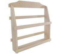 WooDeeDoo Wooden 2 Tier Spice Rack Wall Mounted Kitchen Shelf Display Organiser Bottle Holder Plain Pine Unpainted Slatted Storage Unit 33.5 x 7 x 32 cm