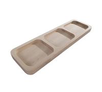 WooDeeDoo Wooden 3 Section Serving Dish Bar Snack Cheese Dip Nibble Tray Compartments Platter Untreated Beech Wood for Painting Staining or Waxing 30 x 9 x 1.5 cm