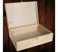 Woodeedoo Wooden A4 Storage Box With Hinged Lid And Clasp For Paper Craft Supplies Art Projects Or Office Use 34 X 25 X 10 Cm