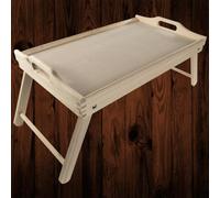 Woodeedoo Wooden Bed Serving Tray With Folding Legs Handles And Laptop Stand Rectangular Unfinished Pine Table 50 X 30 X 27 Cm