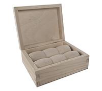 WooDeeDoo Wooden Box With 6 Napkin Rings Table Holder | 145 x120 x 60 mm | Plain Decorative Wood