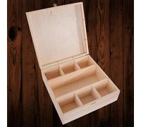 Woodeedoo Wooden Box With 7 Compartments And Clasp For Whisky Bottle And Glasses Or Accessories Decorative Box 32 X 32 X 11 Cm