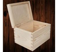 Woodeedoo Wooden Box With Hinged Lid Small Pine Storage Case For Craft Use Gift Ideas Home Organisation Or Décor 16 X 12 X 11 Cm
