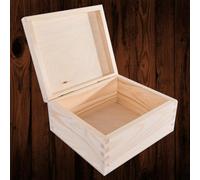 Woodeedoo Wooden Box With Hinged Lid Small Rectangular Pine Storage For Crafts Home Organisation Keepsakes Gifts 18 X 16 X 9 Cm