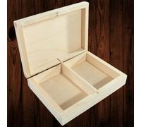 Woodeedoo Wooden Box With Magnetic Lid Dual Compartments Playing Cards Jewellery Rings Earrings Keepsakes Case 16X11.5X4Cm