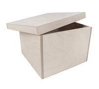 WooDeeDoo Wooden Box with Removable Lid | 22 x 22 x 15 cm | Square Cube Trinket Keepsake Accessories Organiser Storage Holder | Plain Unpainted Wood for Pyrography Decoupage Craft