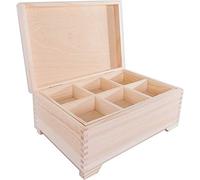 WooDeeDoo Wooden Chest Storage Box with Divided Tray - 30 x 20 x 15 cm - Unpainted Pine Keepsake Memory Box for Jewellery Rings Earrings Bracelets Trinkets Crafts Personalise Decorate Gift Use