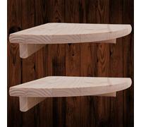 Woodeedoo Wooden Corner Shelf Set Of 2 Floating Wall Bracket Units In Unfinished Pine For Small Storage 22 X 22 X 1.4 Cm