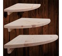 Woodeedoo Wooden Corner Shelf Set Of 3 Floating Rustic Wall Display Units Natural Pine Storage Ledges For Home Decor Organisation