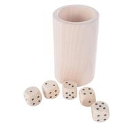 WooDeeDoo Wooden Dice Shaker Cup with 5 Standard Dot Dices Unfinished Beechwood Rolling Pot for Painting Staining Varnishing Craft Personalised Board Games Casino Party Fun