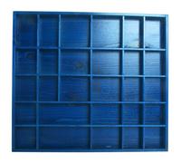 Woodeedoo Wooden Display Shelf Blue Gloss With 28 Compartments Wall Mounted Shadow Box For Miniatures Crystals Collectables And Ornaments