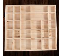 Woodeedoo Wooden Display Shelf With 28 Compartments Unfinished Pine Trinket Wall Cabinet For Diy Decoration 45 X 40 X 3.5 Cm