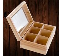 Woodeedoo Wooden Jewellery Organiser Box With Mirror And 6 Compartments Holder For Makeup Trinkets Gifts Keepsakes 22X16.5X8Cm