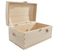 WooDeeDoo Wooden Keepsake Box - 26 x 16 x 13.5 cm - Small Plain Pine Storage Chest for Jewellery Crafts Trinkets Personalised Gift Baby Memory Box with Hinged Lid and Clasp Closure