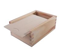 WooDeeDoo Wooden Keepsake Gift Box with Sliding Lid - 14 x 10 x 5.5 cm - Natural Pine Storage for Jewellery Rings Memory Cards Small Craft Supplies Unpainted Personalise Decorate or Engrave