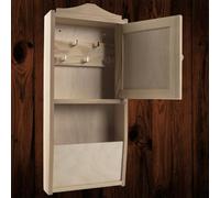 Woodeedoo Wooden Key Cabinet With 5 Hooks And Letter Rack Wall Mounted Indoor Key Holder Storage Cupboard Unit 18X6X40.5Cm
