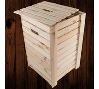 Woodeedoo Wooden Laundry Bin Basket With Removable Lid Bathroom Bedroom Utility Room Storage Plain Pine Flat Pack 35 X 35 X 55 Cm