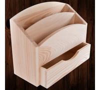 Woodeedoo Wooden Letter Rack With Drawer Mail Holder Desk Organiser Post Sorter Stationery Tidy Supplies Storage 25 X 10 X 20 Cm