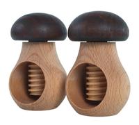 Woodeedoo Wooden Nut Cracker Pack Of 2 Mushroom Design Dark Brown Cap Beech Wood Screw Press Walnut Hazelnut Cracking Tools