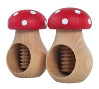Woodeedoo Wooden Nut Cracker - Pack Of 2 - Mushroom Toadstool Red Cap White Spots Beech Wood Screw Press Walnut Hazelnut Tool