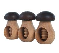 Woodeedoo Wooden Nut Cracker Pack Of 3 Mushroom Design Dark Brown Cap Beech Wood Screw Press Walnut Hazelnut Cracking Tools