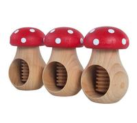 Woodeedoo Wooden Nut Cracker - Pack Of 3 - Mushroom Toadstool Red Cap White Spots Beech Wood Screw Press Walnut Hazelnut Tool